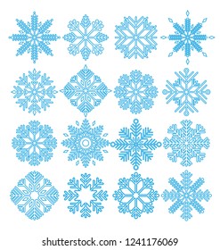 set of vector snowflakes icon on white background