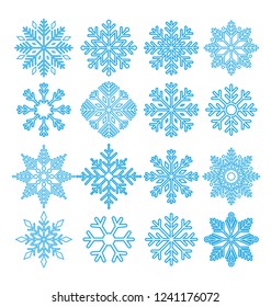 set of vector snowflakes icon on white background
