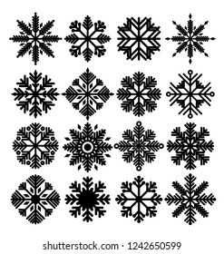 set of vector snowflakes icon on white background