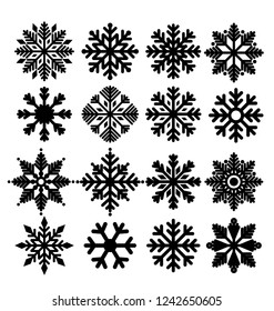 set of vector snowflakes icon on white background
