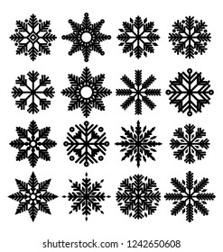set of vector snowflakes icon on white background