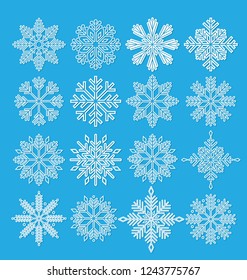 set of vector snowflakes icon on white background