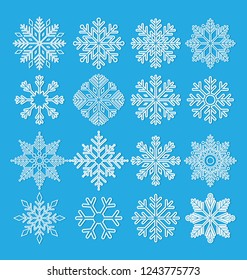 set of vector snowflakes icon on white background