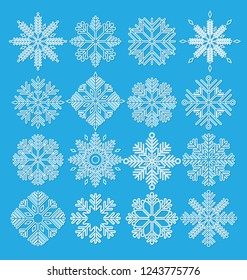 set of vector snowflakes icon on white background