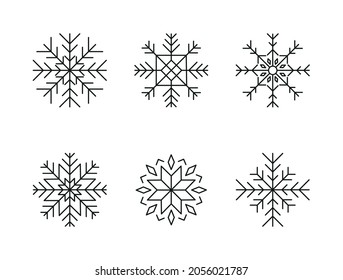 Set of vector snowflakes. Linear illustartion for christmas. 