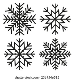 Conjunto de copos de nieve vectoriales para diseños de Año Nuevo y Navidad, patrones, fondo. 