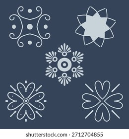 Conjunto de copos de nieve de Vector sobre fondo azul