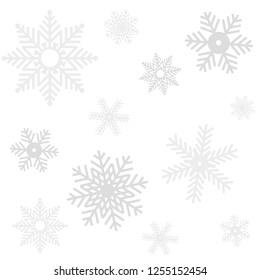 Set of vector snowflakes on a white background. Isolated snowflake illustration. Winter, snow, background.