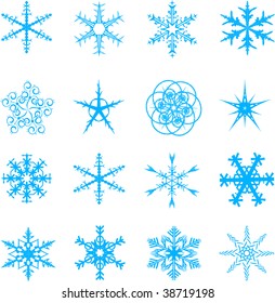 set of vector snowflakes on a white background