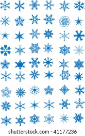 set of vector snowflakes on a white background