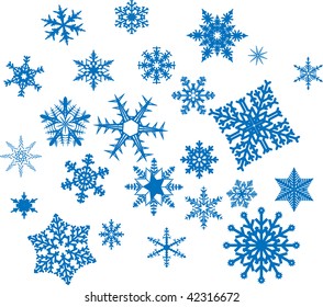 set of vector snowflakes on a white background