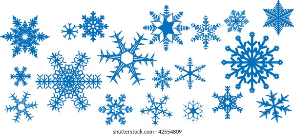 set of vector snowflakes on a white background