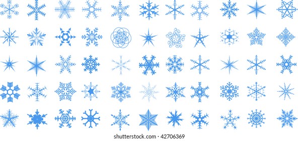 set of vector snowflakes on a white background