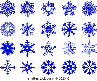 set of vector snowflakes on a white background