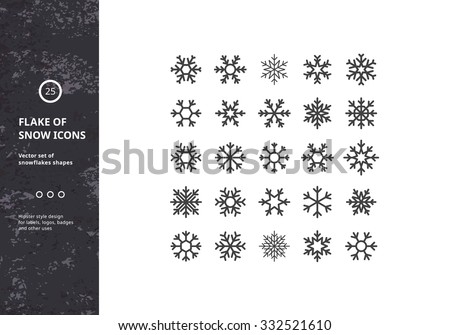 Set of Vector Snowflakes Shapes. Hipster Style Design for Labels, Badges and Icons. Winter Frozen Geometric Symbol.