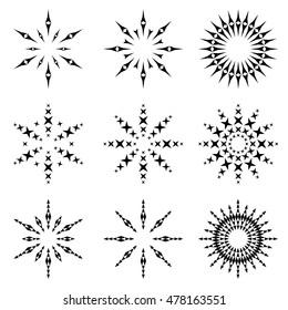 Set of Vector Snowflakes Shapes. Stylized Design Element for Labels, Logos, Badges and Icons.