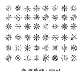 Conjunto de Formas de copos de nieve de Vector. Símbolo geométrico congelado de invierno. Decoración del año Nuevo fijada para el Sitio web.