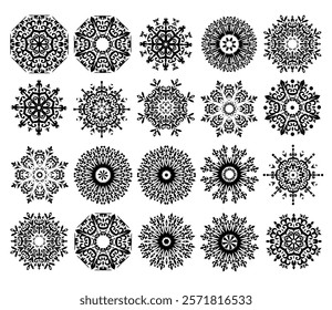 Set of vector snowflakes. Snow Icons. Snowflakes Vector Icons. Winter Icons. Snow or Snowflake symbol. Snow. Snowflakes
