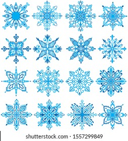 Set of vector snowflakes. Snowflake icons