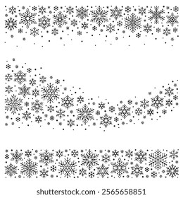 Set of vector snowflakes. Stencil shapes. Design elements isolated black on white background. Vector icon set. Collection of different variations. snow illustration white background