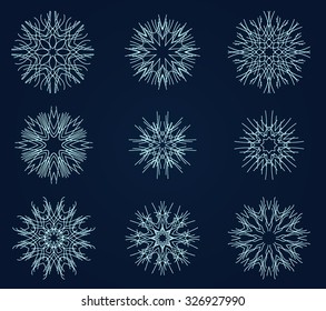 Set of vector snowflakes. Winter design element.