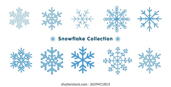 Conjunto de copos de nieve de Vector. colección de copo de nieve de invierno de Vector