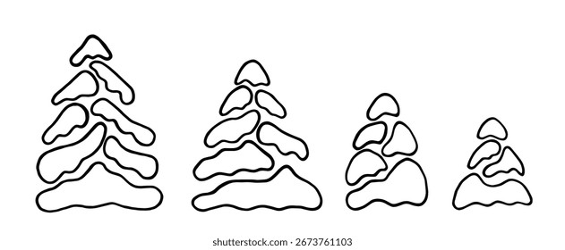Conjunto de abetos nevados de Vector. Elemento de diseño de invierno.