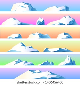 Set of vector snowy mountains.