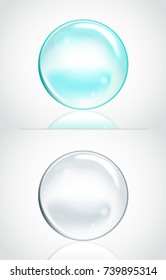 Set of Vector Soap Water Bubbles. Transparent Isolated Realistic Design Elements. Can be used with any Background.