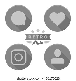 Set of vector social network icons. Flat design. Vintage style