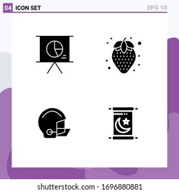 Set of Vector Solid Glyphs on Grid for business; football; slide; pineapple; protective Editable Vector Design Elements