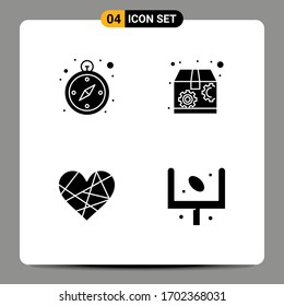 Set of Vector Solid Glyphs on Grid for compass; favorite; marketing; heart; american Editable Vector Design Elements