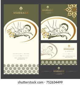 Set Of Vector Spa Massage Card Templates With Floral Elements For Business Cards, Invitations, Postcards. Vector Illustration.