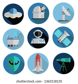 Set of vector space and cosmonautics icons