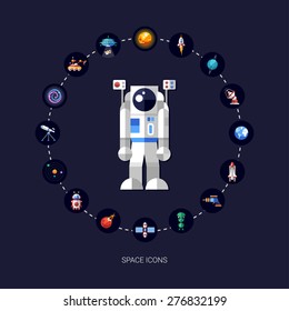 Set of vector space icons and infographics elements