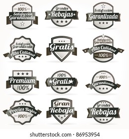 Set vector spanish Premium high Quality sales free Labels with retro design