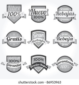 Set vector spanish Premium high Quality sales free Labels with retro design