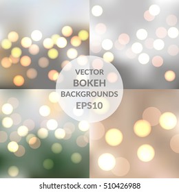 Set of vector sparkling bokeh illustrations. Beautiful background for your design. EPS10