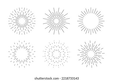 Set of vector sparks and stars. Black vector sunburst design elements set isolated