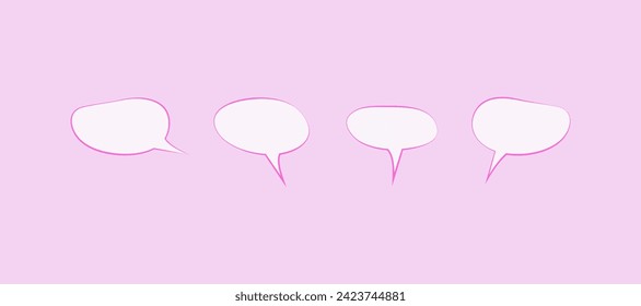 Set of vector speech bubbles. Say bubble text, Insert chat, message box, space for text. Blank vector pink speech bubbles. Design eps 10, for print and web.