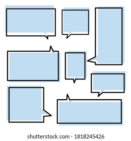 Set of vector speech bubbles. Square speech bubbles isolated on white.