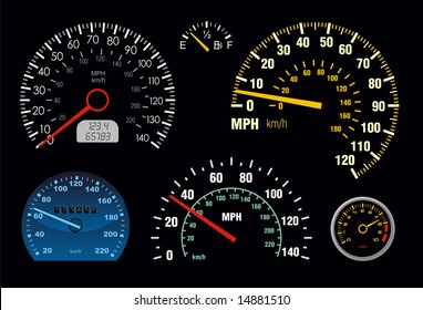 set of vector speedometer and counter