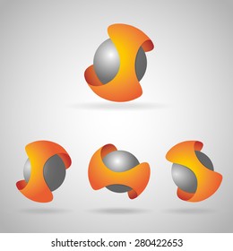 Set of vector sphere symbol, icon on the light background