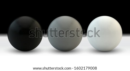 Set of vector spheres and balls on a white background with a shadow.