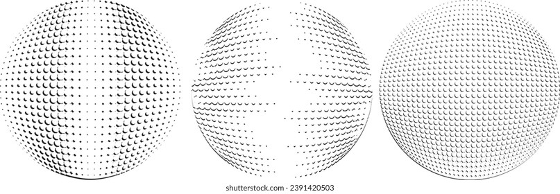 Set of Vector Spheres with Halftone Dots . Logo Design .