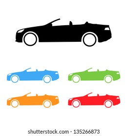 Set Of Vector Sport Convertible Car Silhouettes