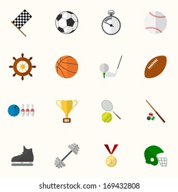 Set of vector sport icons in flat design