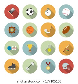 Set of vector sport icons in flat design