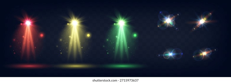 Conjunto de proyectores de Vector y efectos de destellos de lente