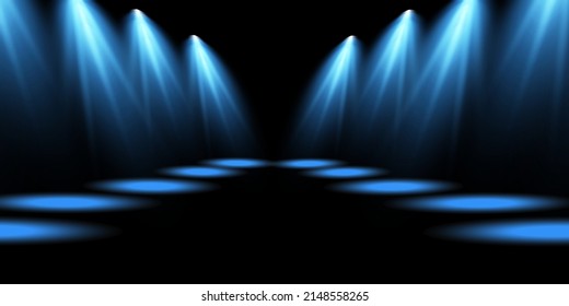 Set of vector spotlights. Scene. Light effects. Vector graphics.
